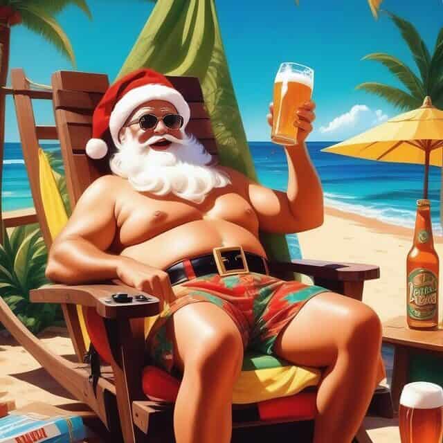 Santa Claus im Urlaub auf Hawaii