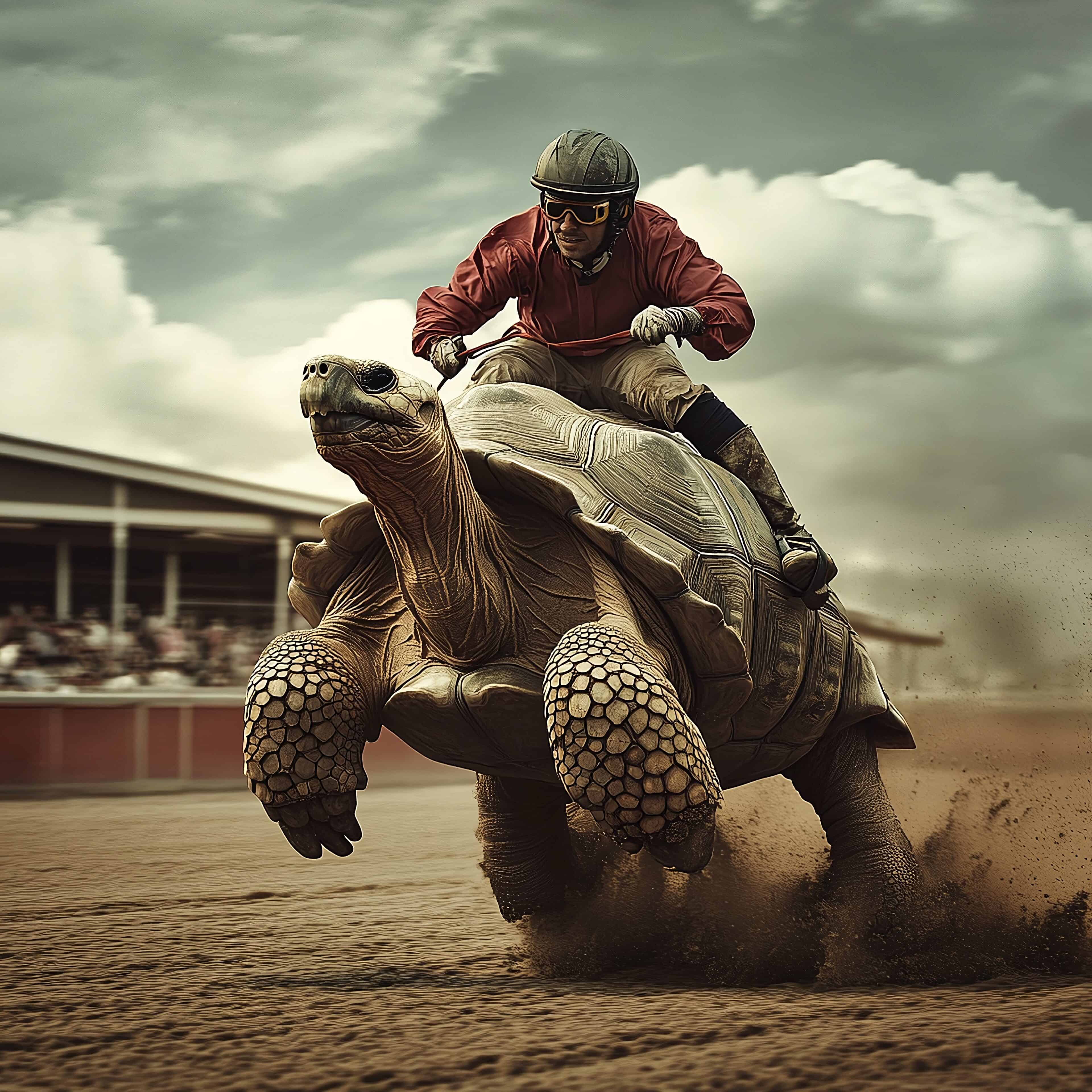 Pete behauptet, dass der Windschatten seiner Schildkröte kleine Wirbelstürme erzeugt.