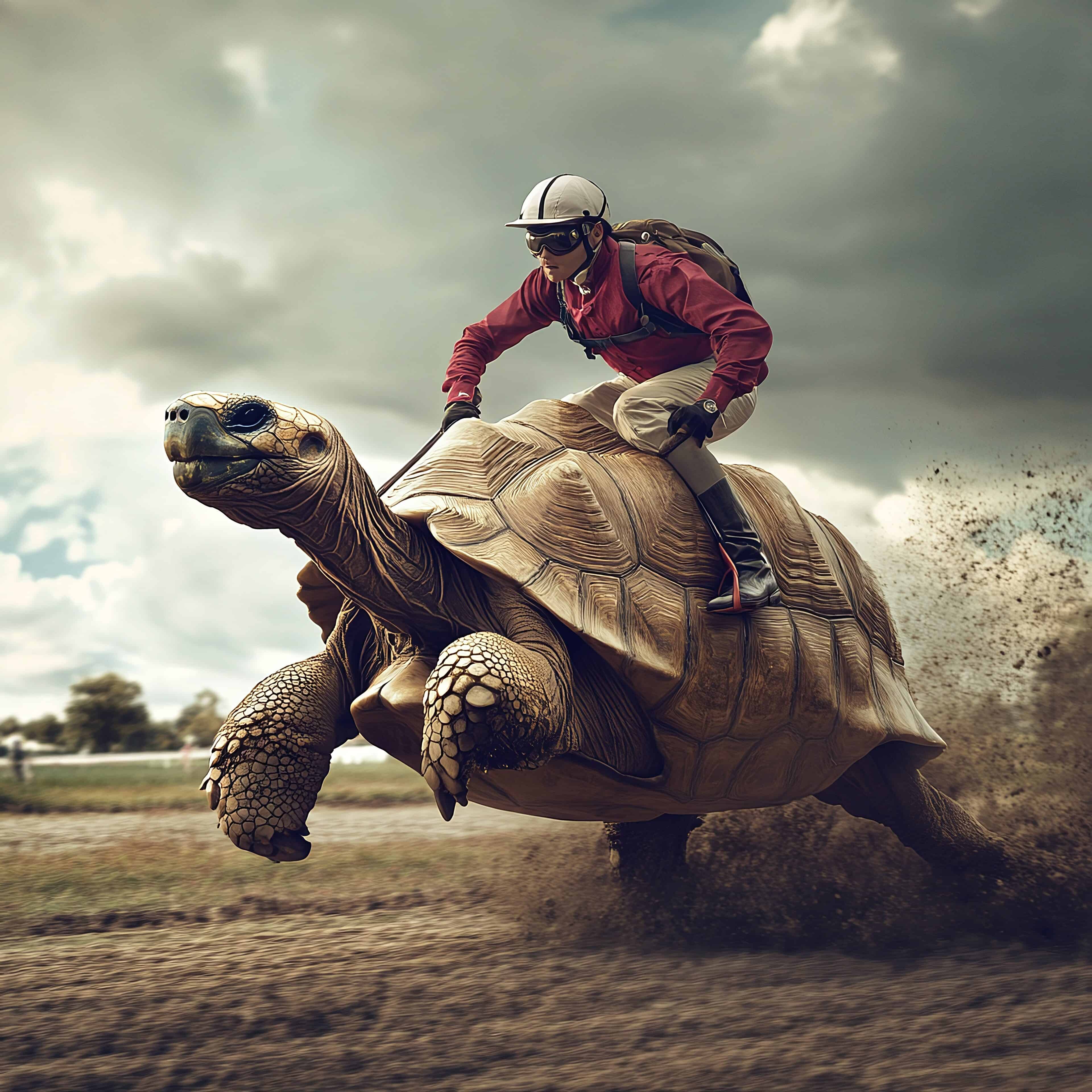 Sam und seine Schildkröte waren so schnell, dass sie das Rennen beendeten, bevor der Startschuss fiel.