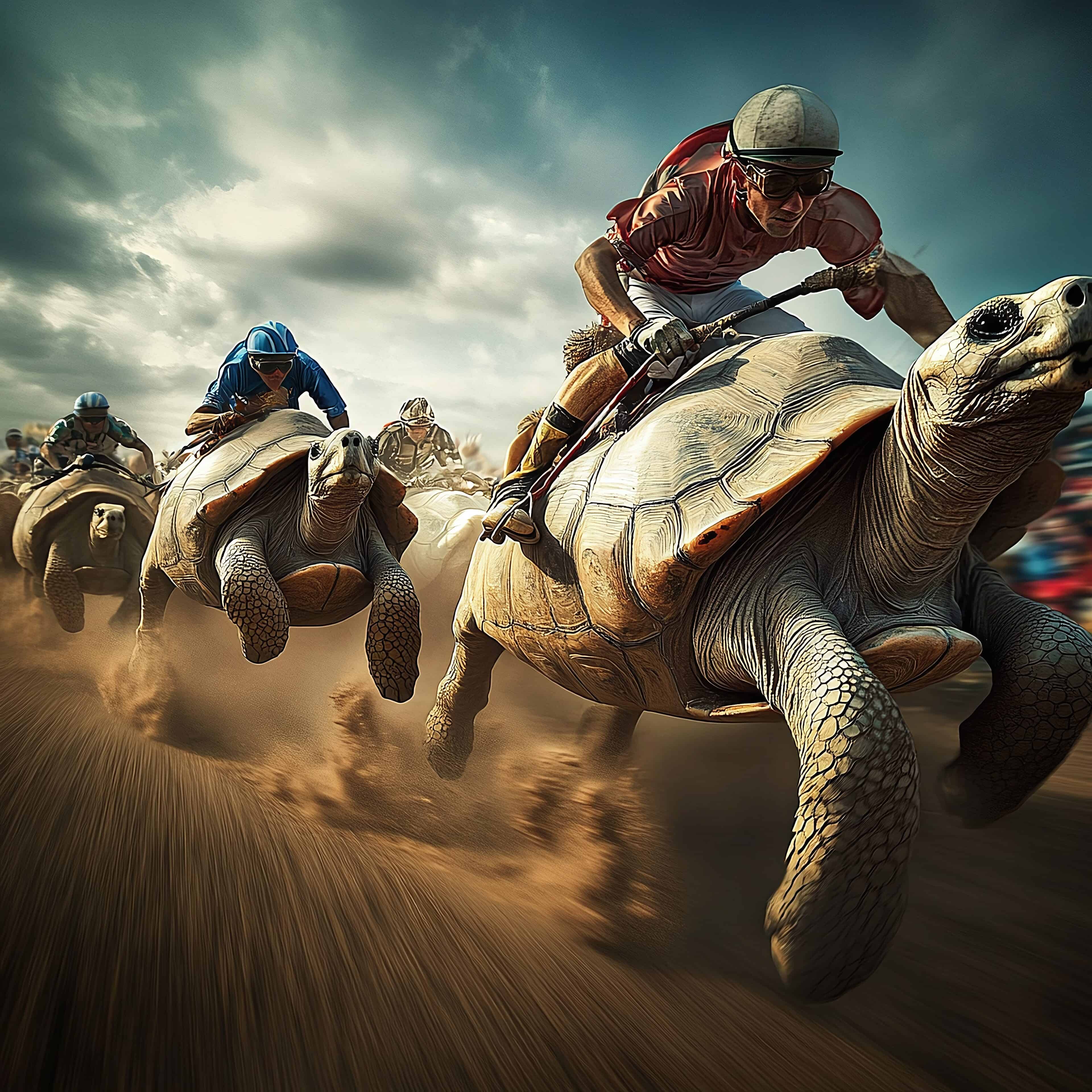 Dan und seine Schildkröte verschwanden fast aus dem Bild, so schnell waren sie.