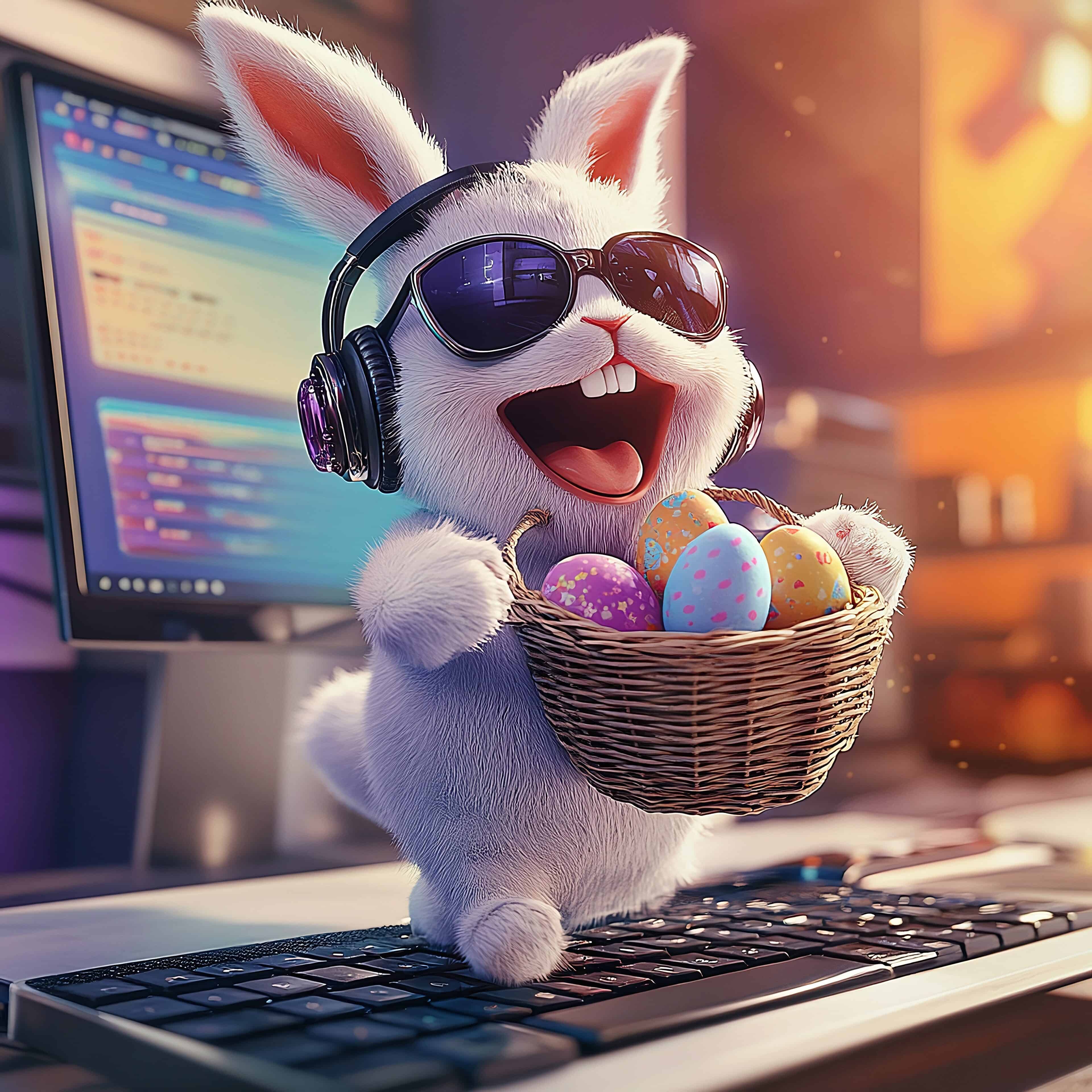 The Easter Bunny takes my cat's job away - and runs across the keyboard.