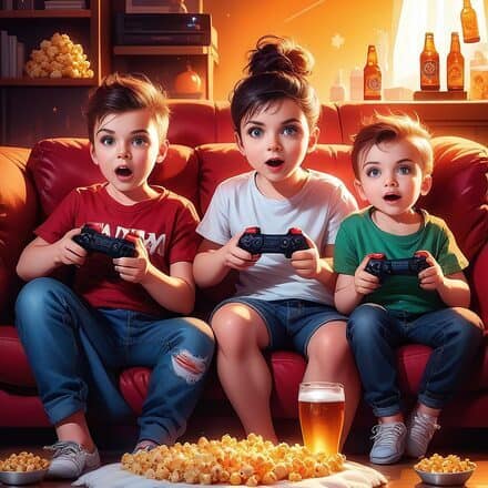 Kleine Geschwister meistern 9-stündige Zocker-Session, Babysitter begeistert Vorschau-Bild