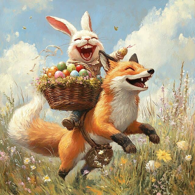 Easter bunny with fox support - talk about enemies, it works! preview image