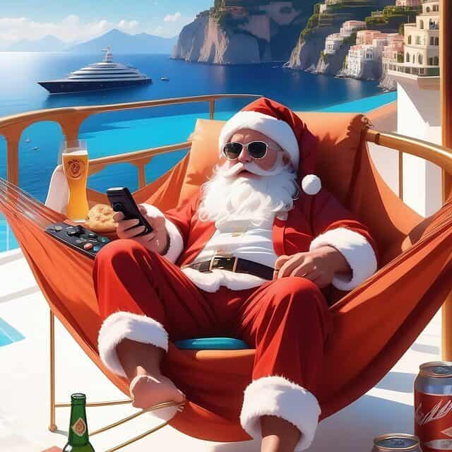 Santa Ciao: Weihnachtsmann chillt an der Amalfi-Küste Vorschau-Bild